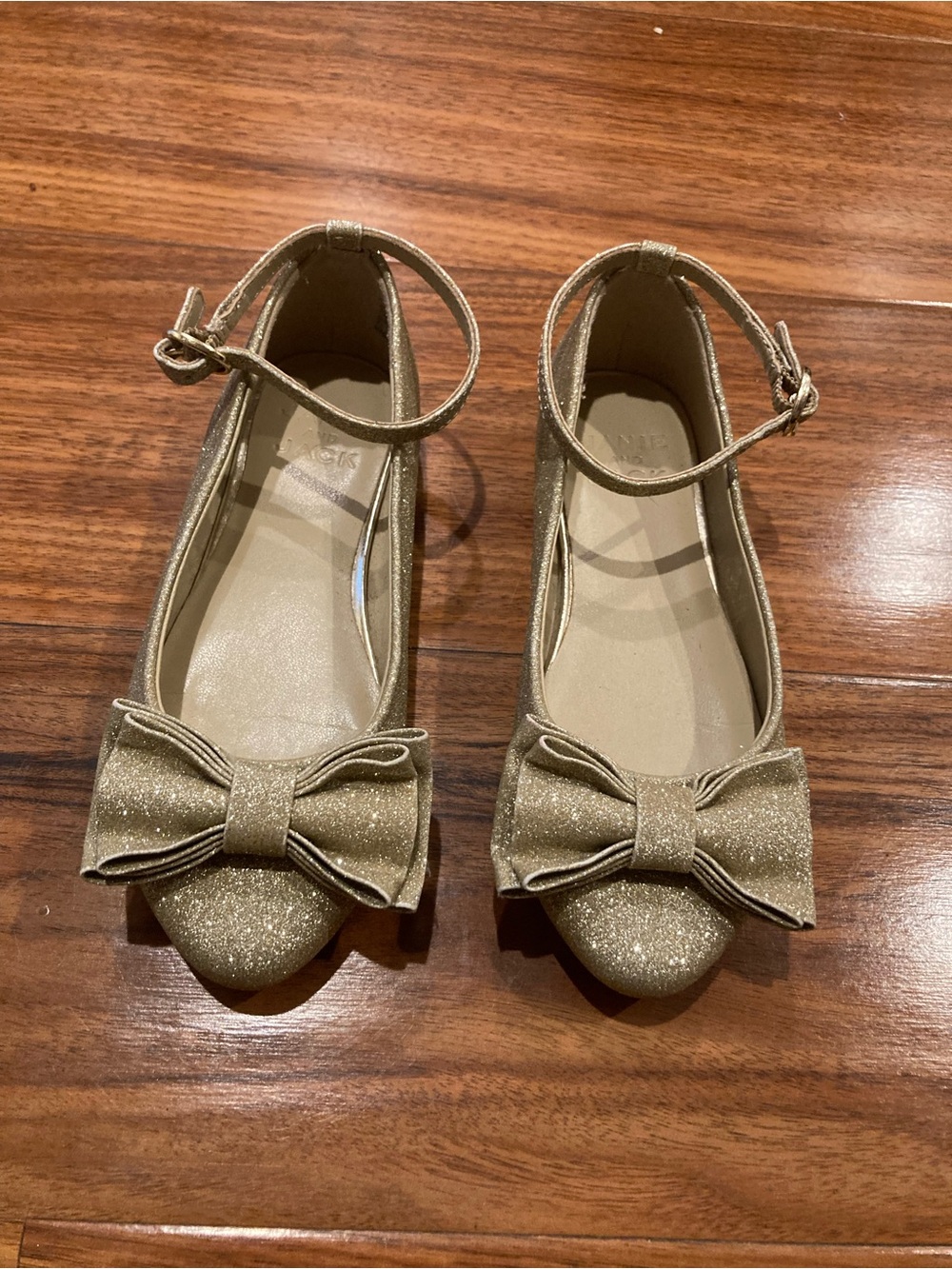 Janie and Jack Gold Sparkle Bow Ballet Flat Shoe Little Girls Toddler 9 Fancy